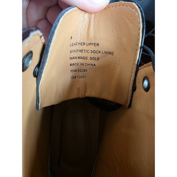 Express Leather Lace-Up Combat Boots In Burgundy Size 8 With Chunky Sole - Picture 5 of 9